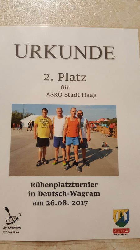 Urkunde Rübenplatzturnier 2017